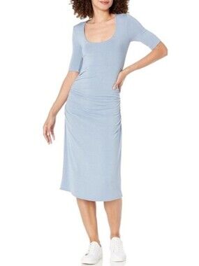 Rebecca Taylor Powder Blue Scoop Neck Midi Dress
